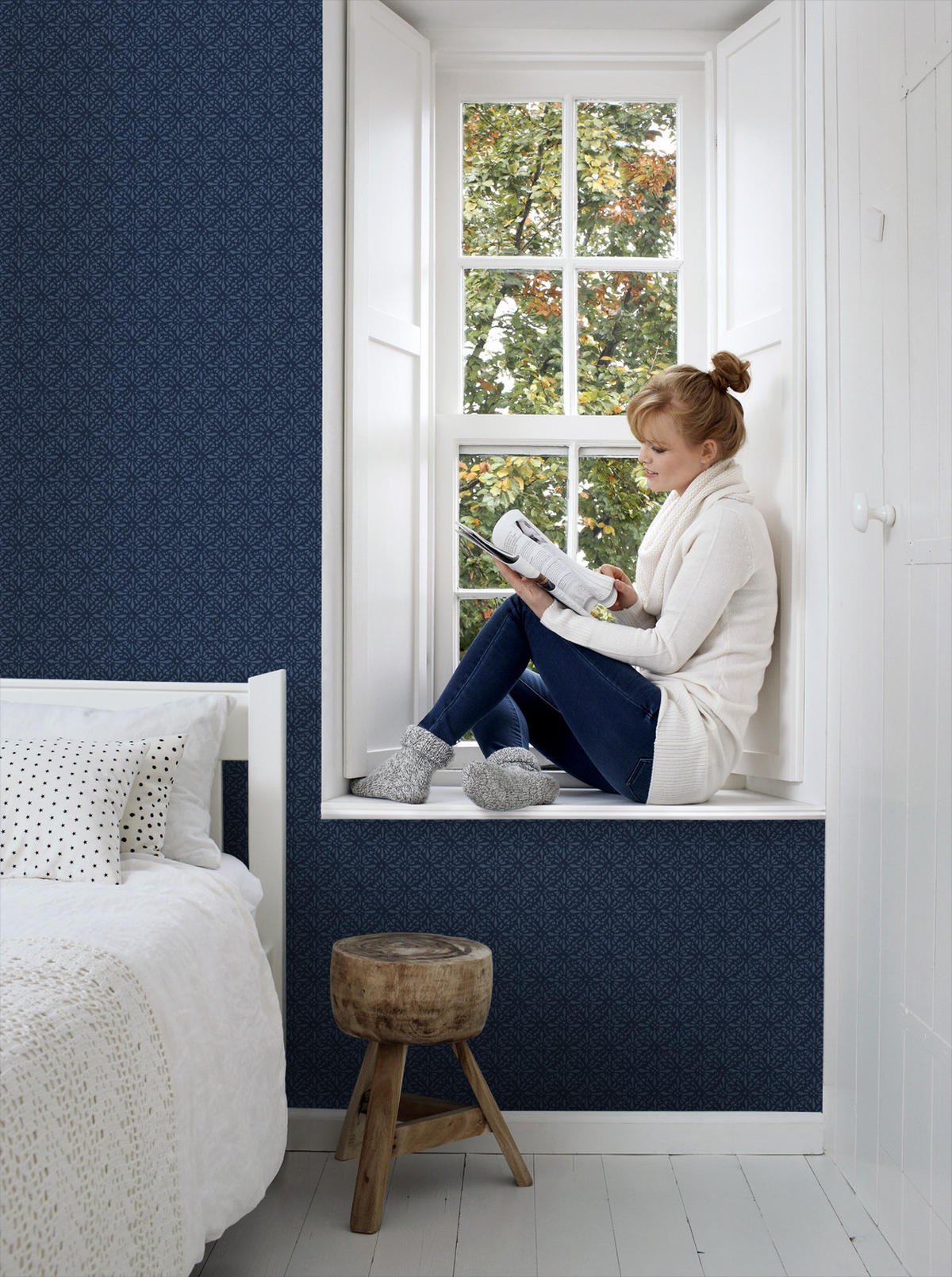 TAPETE orientalisches Motiv 53 cm x 10.05 m - Blau, Papier (53/1000cm) - ESTAhome
