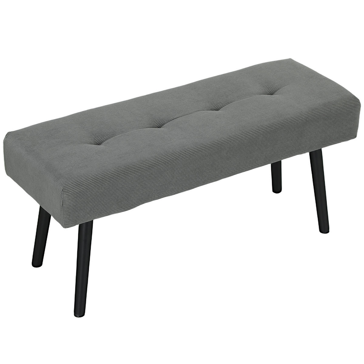 HOCKERBANK DE-12892 gepolstert, Velours und Stahlfüße Grau - Grau, Textil (36/45/100cm) - ComfortXL