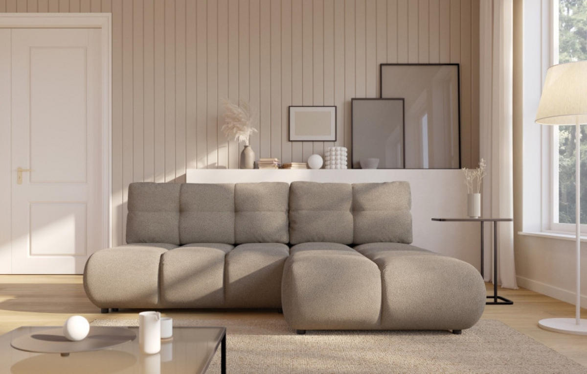 ECKSOFA Dunkelbeige MILA Ausziehbar Rechts - Beige, Textil (177/230cm) - Sepro Meble