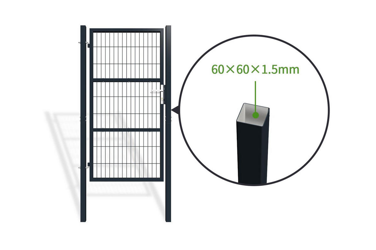 ZAUNTOR Razo grau 1m H.180cm Metall - Grau, Metall (106/186cm) - Casanoov
