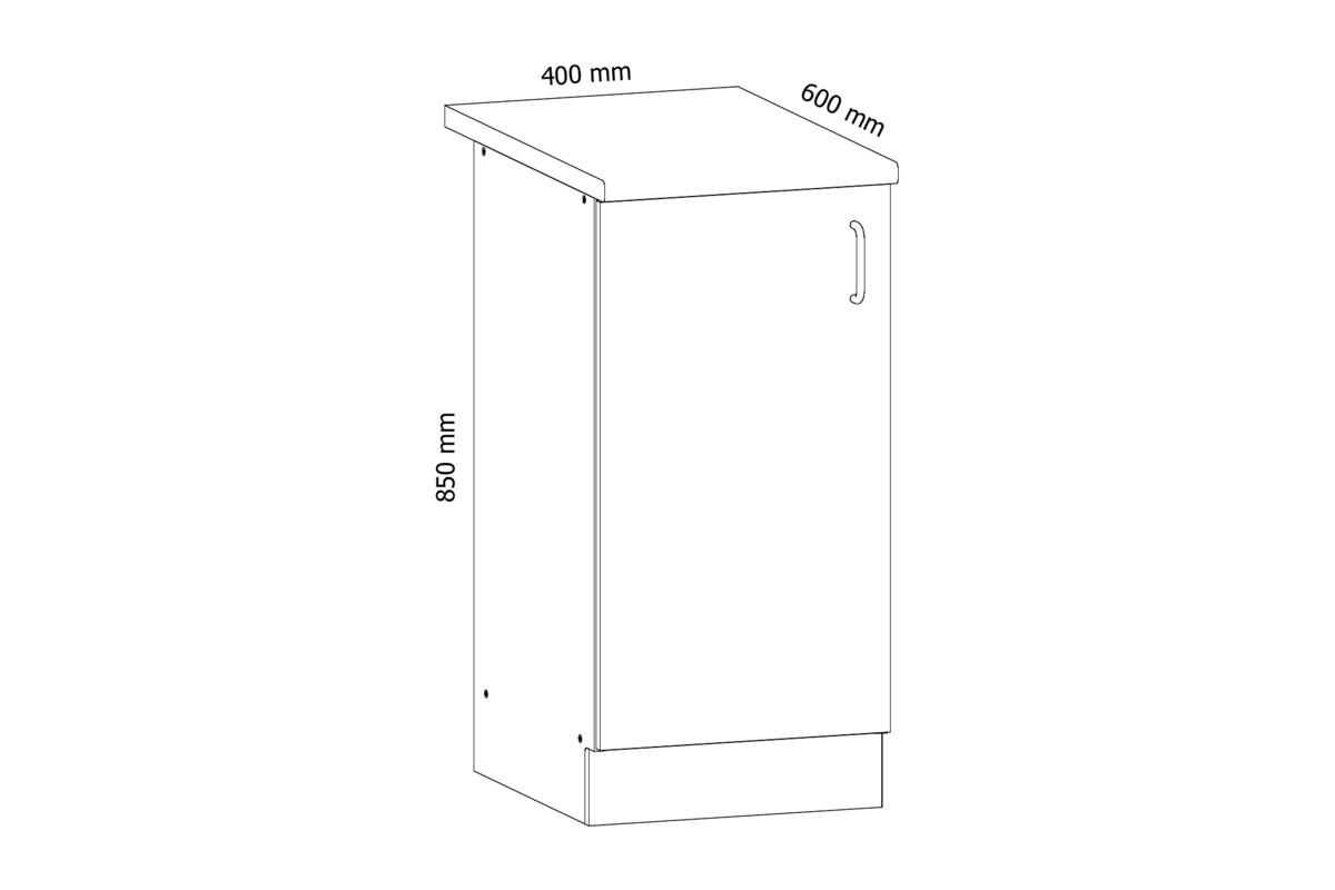 UNTERSCHRANK D40 – Sycylia Milano – für kleine und große Küchen – Milano / Walnuss / Links - Walnussfarben, Holzwerkstoff (40/82/47cm) - ROYAL24_MARKT