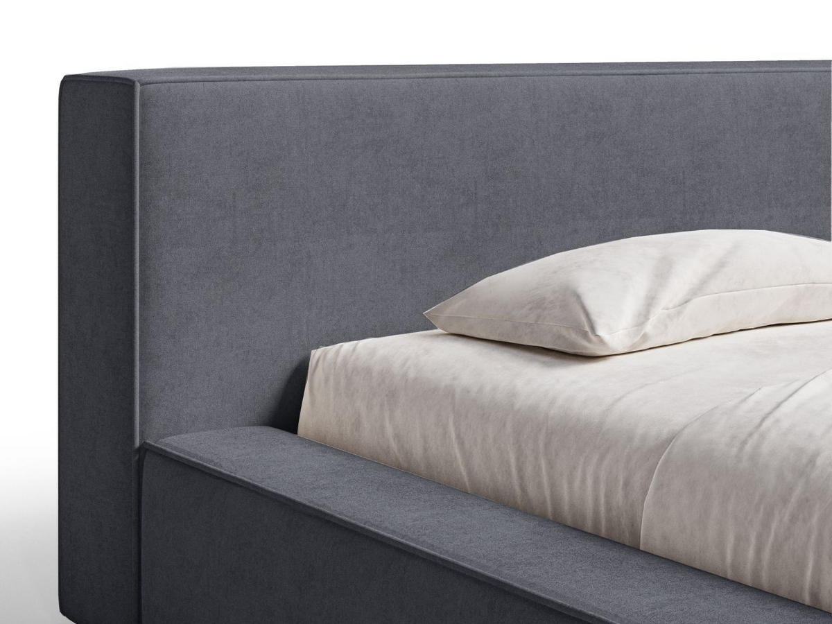 POLSTERBETT Mali 160x200 Dunkelgrau - Dunkelgrau, Textil (160/200cm) - Graingold