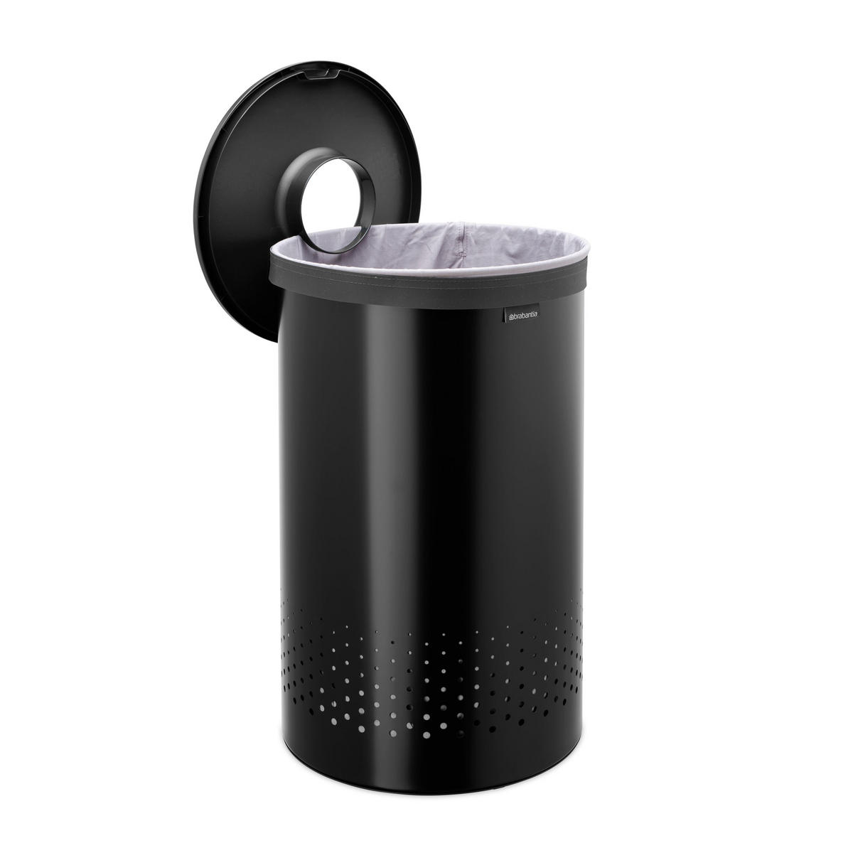 WÄSCHEBOX, Matt Black, 60 L - Schwarz, Metall (38/63.5/38cm) - Brabantia