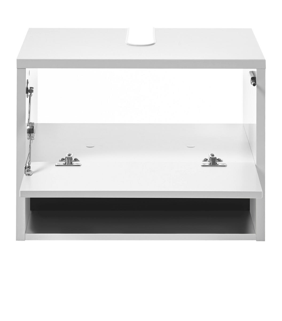 BADMÖBEL-SET 3-teilig weiß Hochglanz, grau mit LED Beleuchtung 100 cm - Weiß Hochglanz/Grau, Glas/Holzwerkstoff (100/190/46cm) - Furn.Design