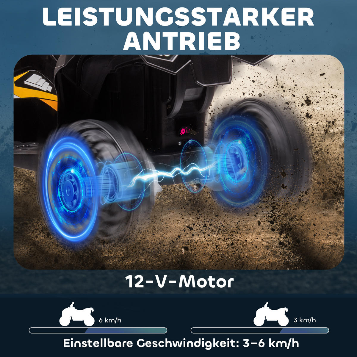 ELEKTRO-Quad - Gelb, Metall (83/53/55.5cm) - HOMCOM