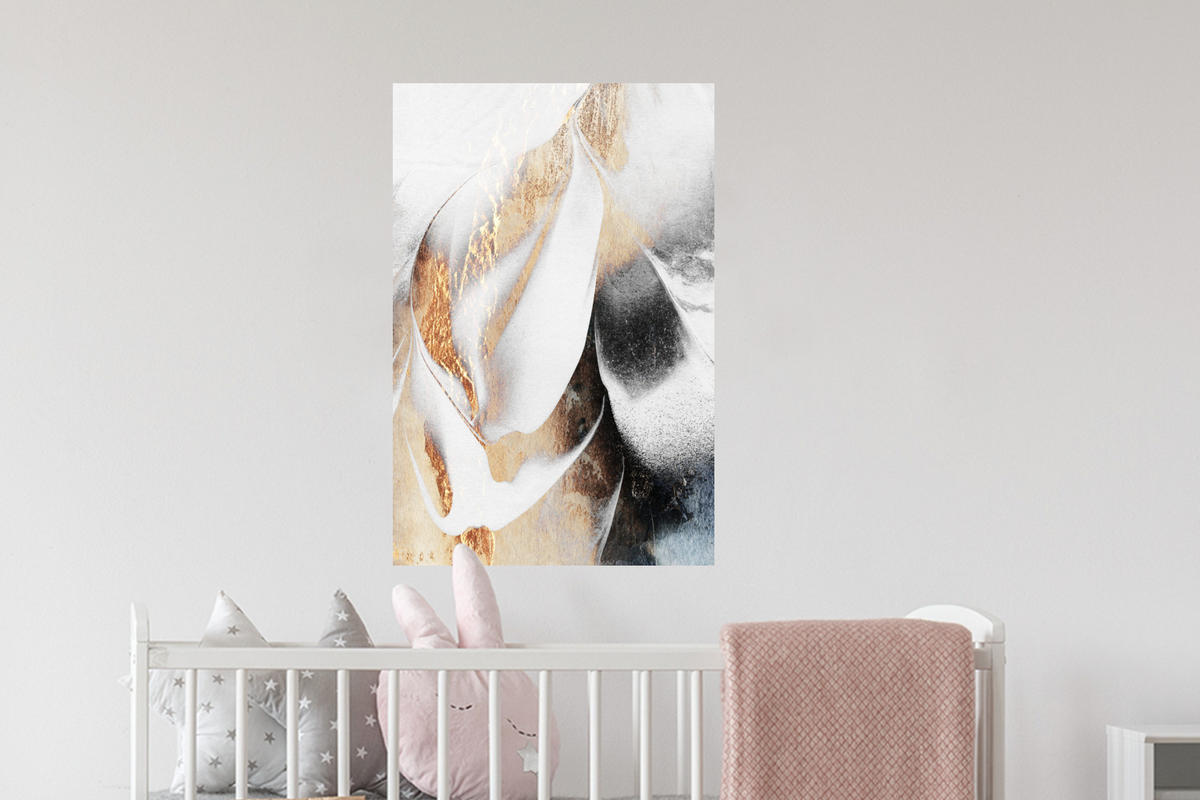 WANDTATTOO Luxus - Abstrakt - Gold - Weiß 40x60 cm - Goldfarben, Kunststoff (40/60/0.1cm) - MuchoWow