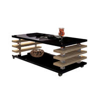 COUCHTISCH rechteckig Schwarz Hochglanz Sonoma Eiche Ablage Rollen - Schwarz Hochglanz/Sonoma Eiche, Holzwerkstoff (60/120/45cm) - designimpex