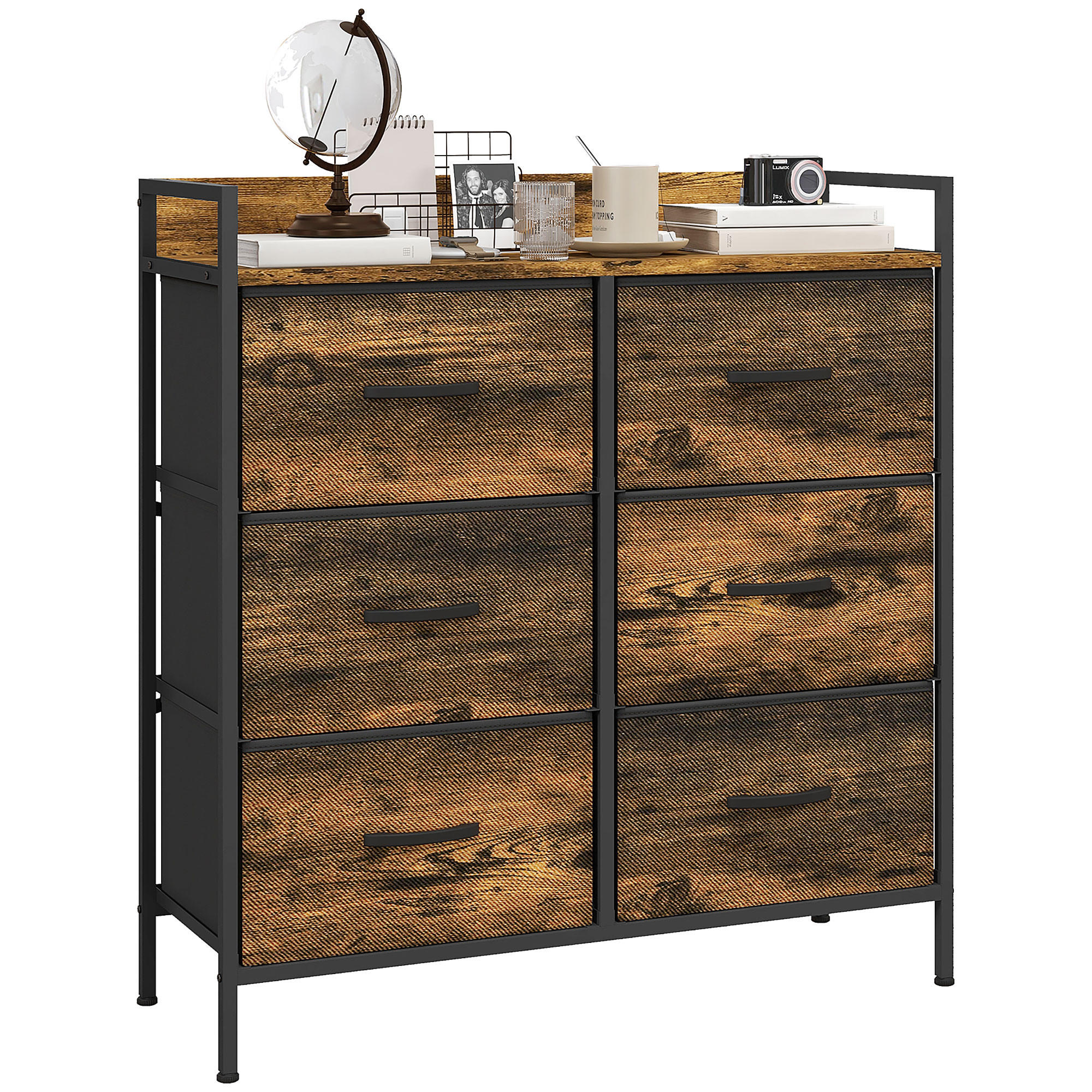 KOMMODE Mahagonifarben und Schwarz 79/29/85 cm - Wildeiche, Metall (79/85/29cm) - PANGIVO