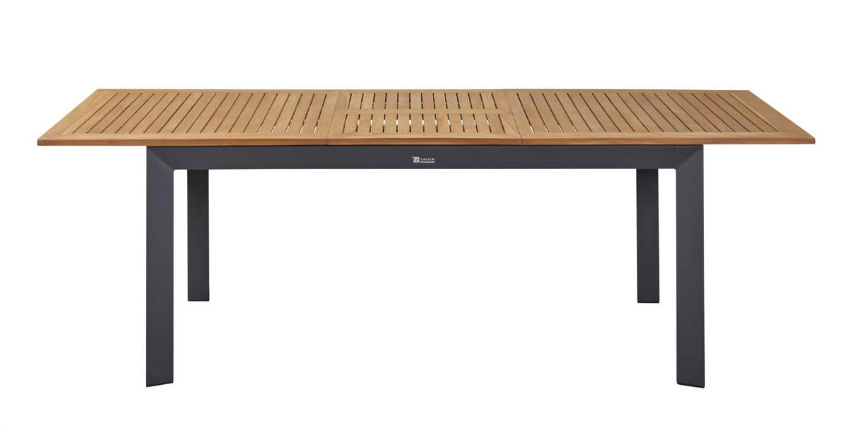 GARTENTISCH New Jersey 180/240x90x75 cm, Teakholz, Anthrazit - Anthrazit, Holz (90/240/75cm) - dasmöbelwerk