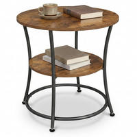 BEISTELLTISCH Vintagebraun Schwarz rund 2 Ablagen 55x55 cm - Dunkelbraun, Holzwerkstoff/Metall (55/55/55cm) - Relaxdays