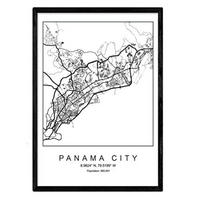 POSTER Panama City Nordic-Stil A4 Schwarzer Rahmen - Schwarz, Papier (29.7/5/21cm) - Nacnic