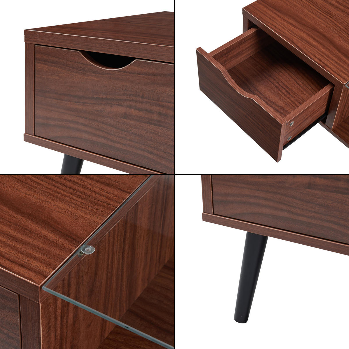COUCHTISCH Markaryd 110/50/40 cm - Walnussfarben, Glas/Holzwerkstoff (50/110/40cm) - [en.casa]