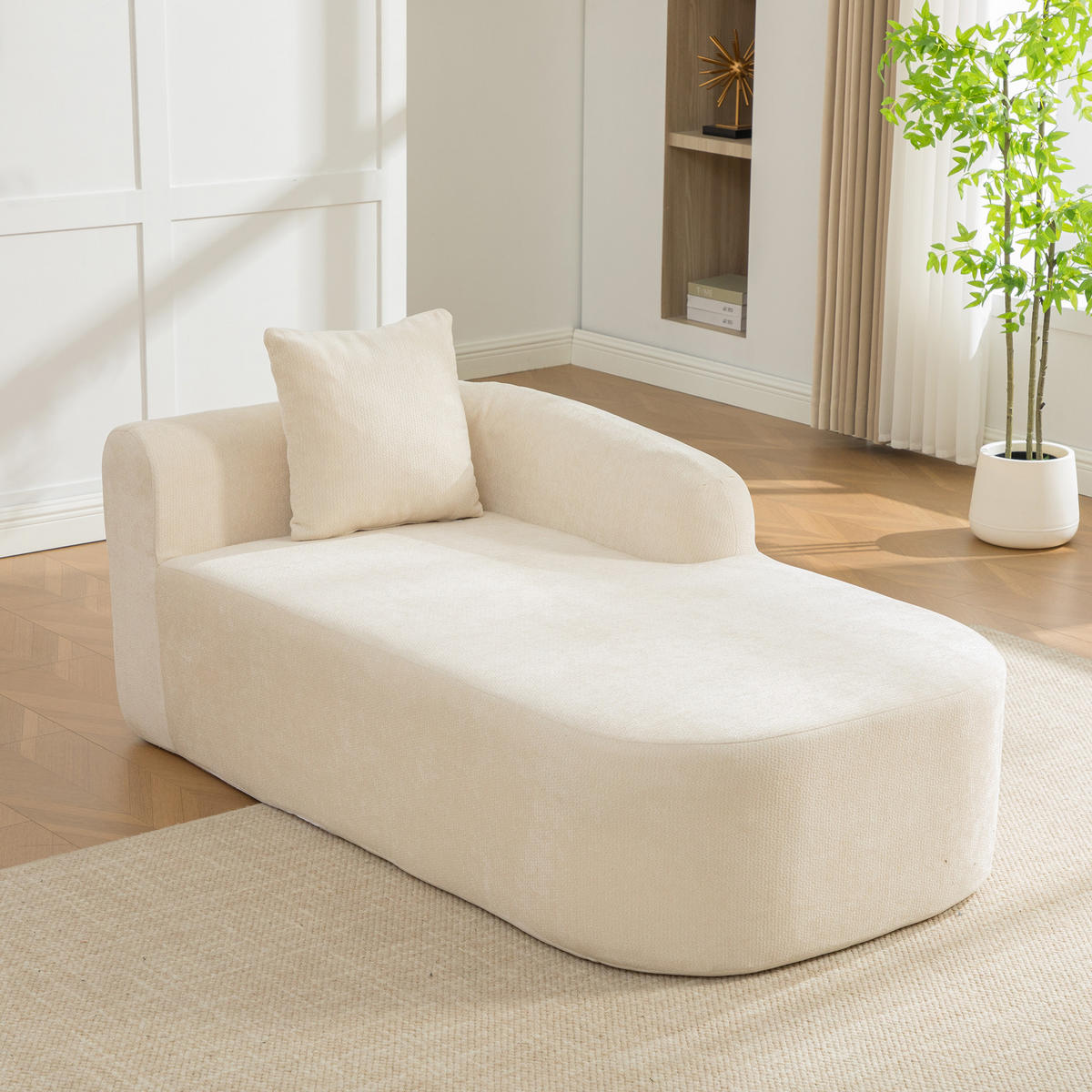 RÉCAMIERE DE-35127 rechte mit Chenille-Bezug Beige - Beige, Textil (99/80.5/172cm) - ComfortXL