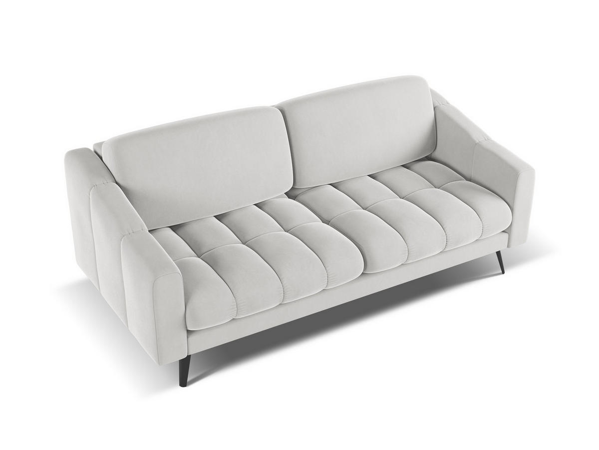 3-SITZER SOFA Samt Stoff Grau - Silberfarben/Schwarz, Textil/Metall (202/80/95cm) - Makamii
