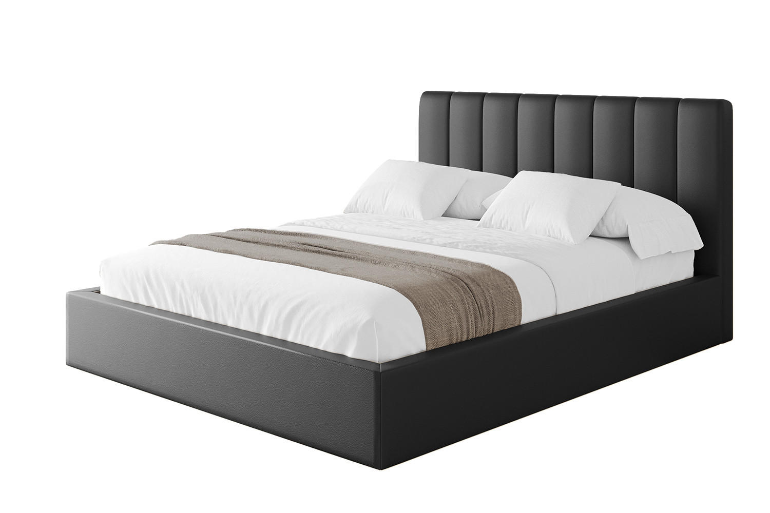 POLSTERBETT mit Bettkasten und Lattenrost, Boxbett ohne Matratze - STERA 180x200 Schwarz Kunstleder - Schwarz Hochglanz, Holzwerkstoff/Textil (180/200cm) - ALTDECOR