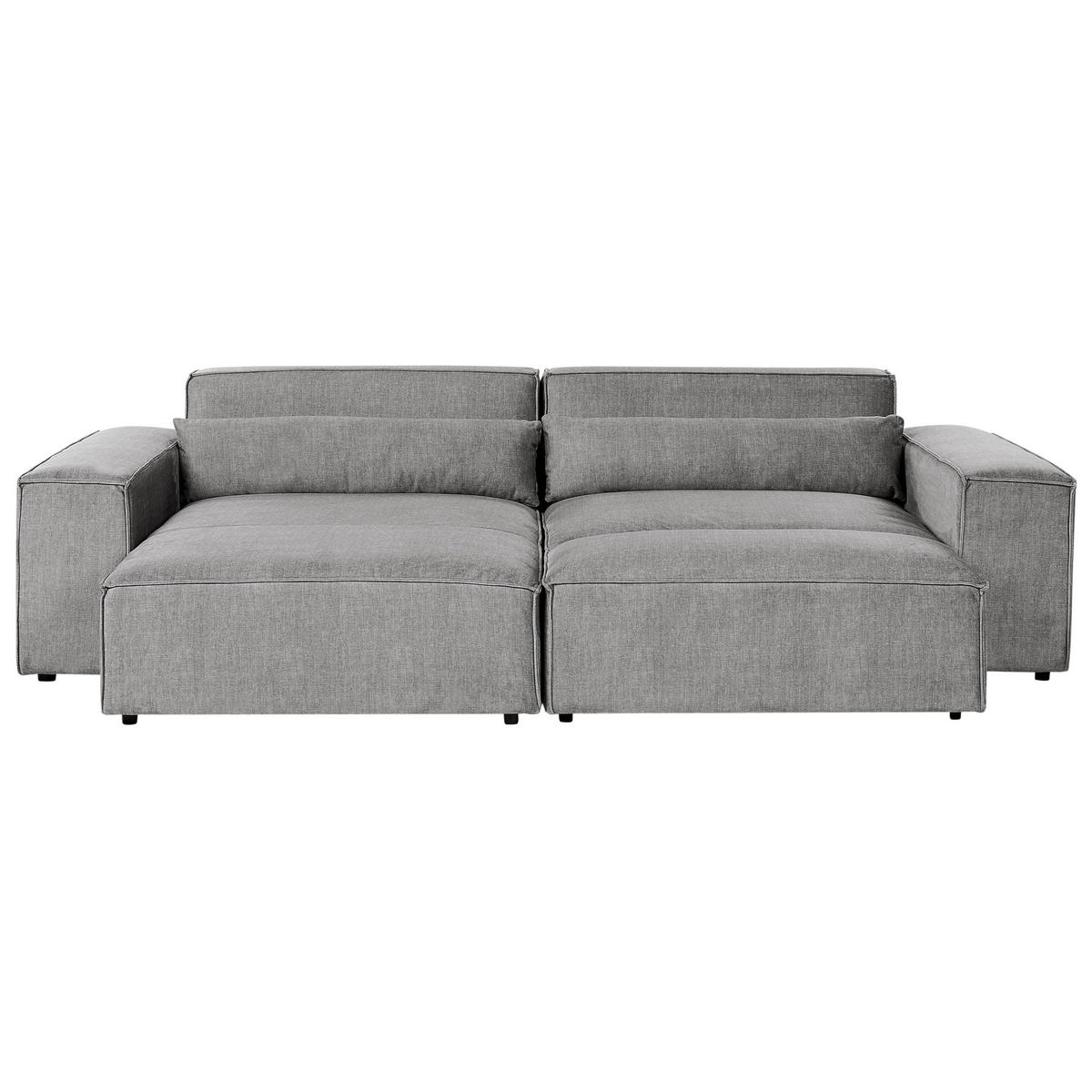 ROHOVÁ POHOVKA modul 3-místná pravostranná Šedá Látka s otomanem Hellnar - šedá, textil (262/176cm) - Beliani