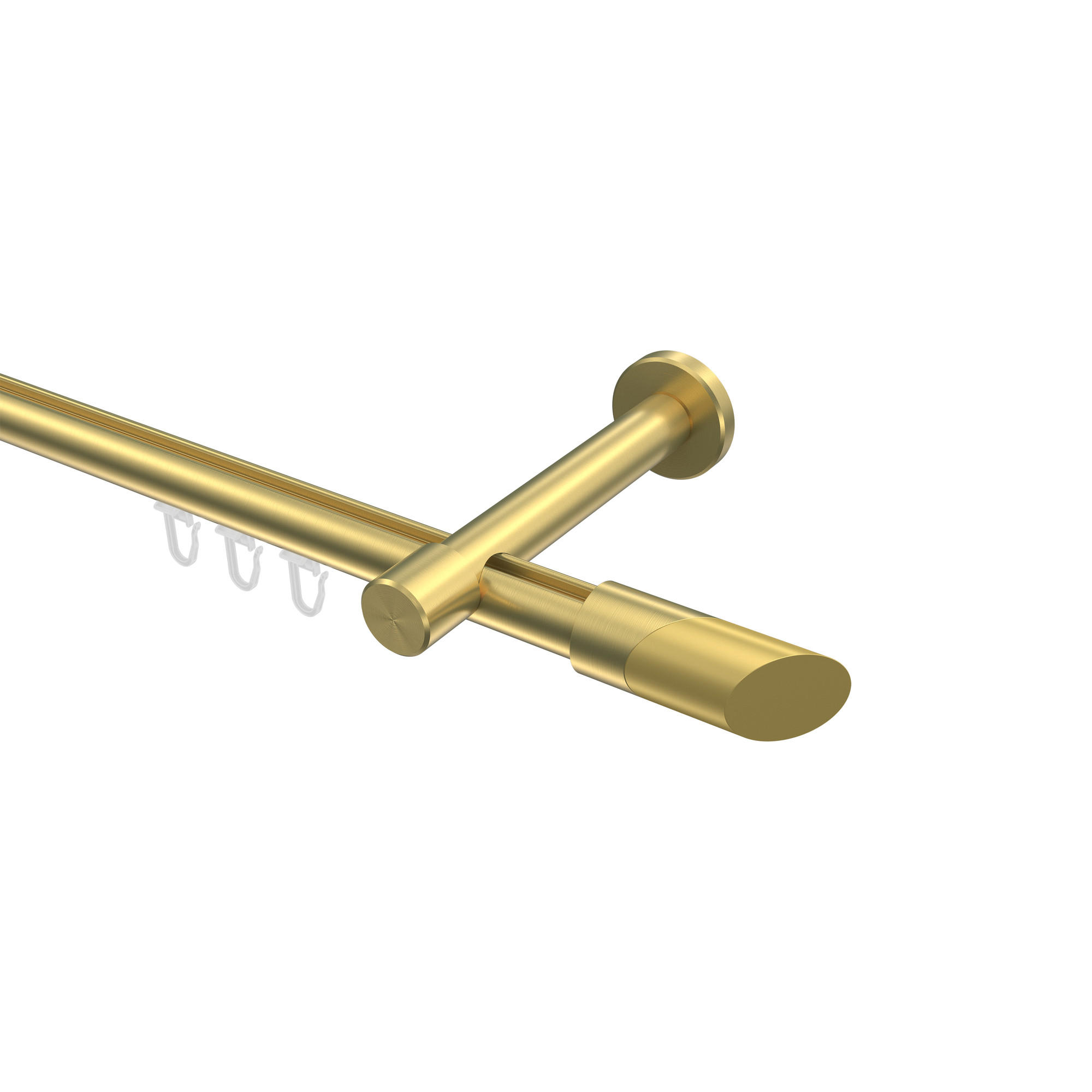 INNENLAUF-GARDINENSTANGEN-SET Prestige Verano 200 cm, 1-läufig, 20 mm Ø Messing-Optik - Messingfarben/Goldfarben, Metall (200cm) - INTERDECO