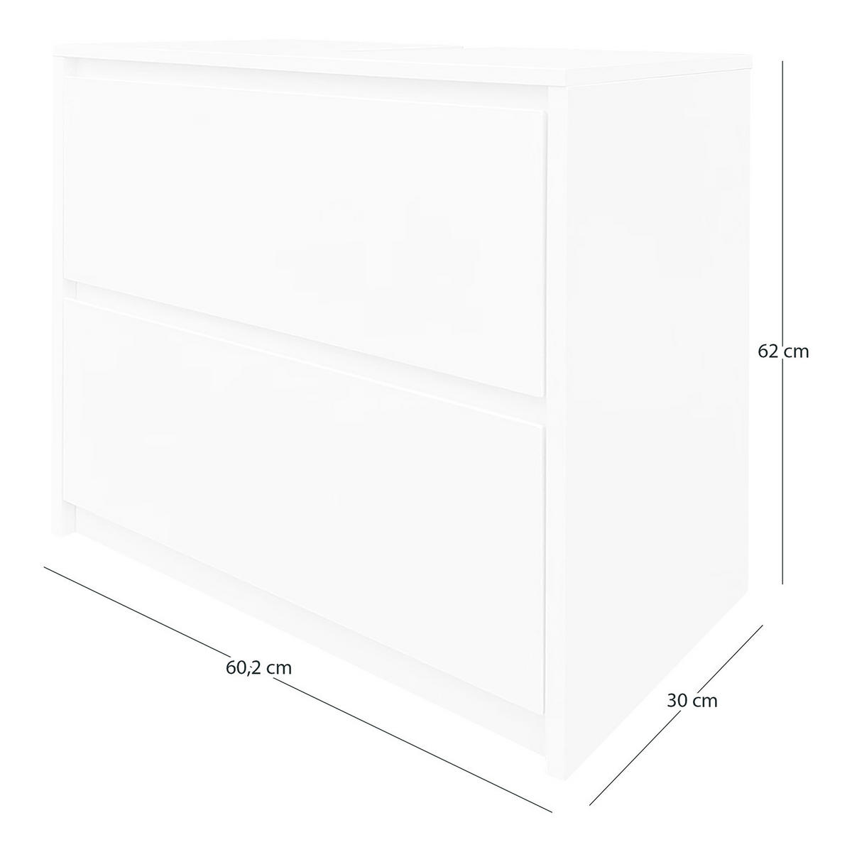 WASCHBECKENUNTERSCHRANK - Weiß - Weiß, Holzwerkstoff (60/62/30cm) - home24