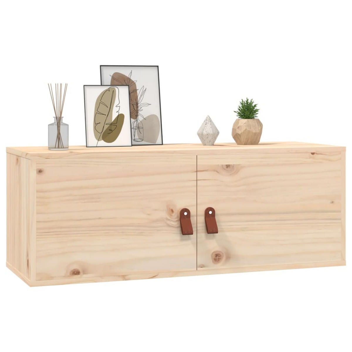 HÄNGEELEMENT mit 2 Türen 2-teilig 80/30/30 cm aus Massivholz Kiefer - Naturfarben, Holz (80/30/30cm) - vidaXL