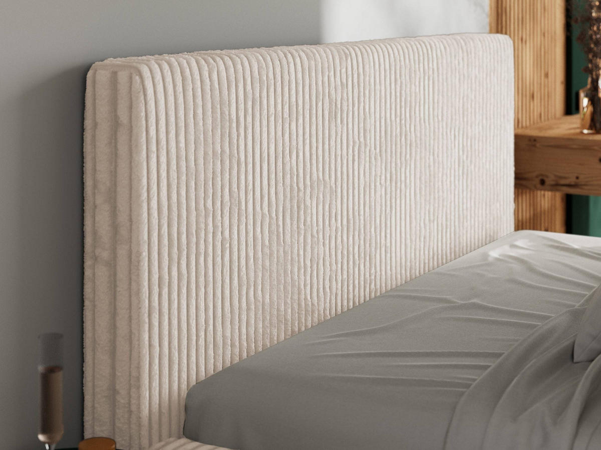 POLSTERBETT TILIANO CLASSIC 180/200 - Beige Cord - Multipocket-Matratze - Beige, Textil (180/200cm) - MKS