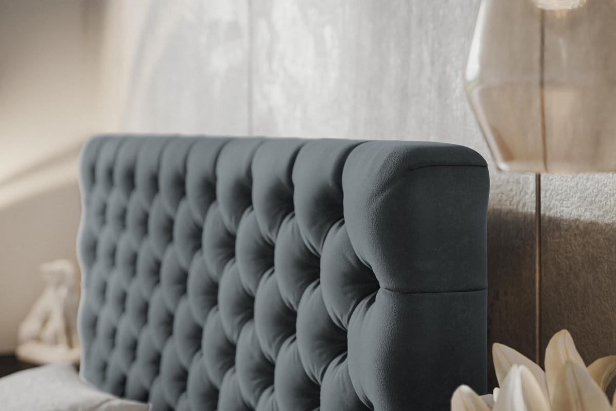 BETT 120x200 - Polsterbett mit Bettkasten und Holzrahmen - Elegant Betten - Weicher Jasminstoff - Kollektion Miami, Dunkelgrau - AlpiMeble - Dunkelgrau, Holz/Kunststoff (120/200cm) - Alpi-Möbel