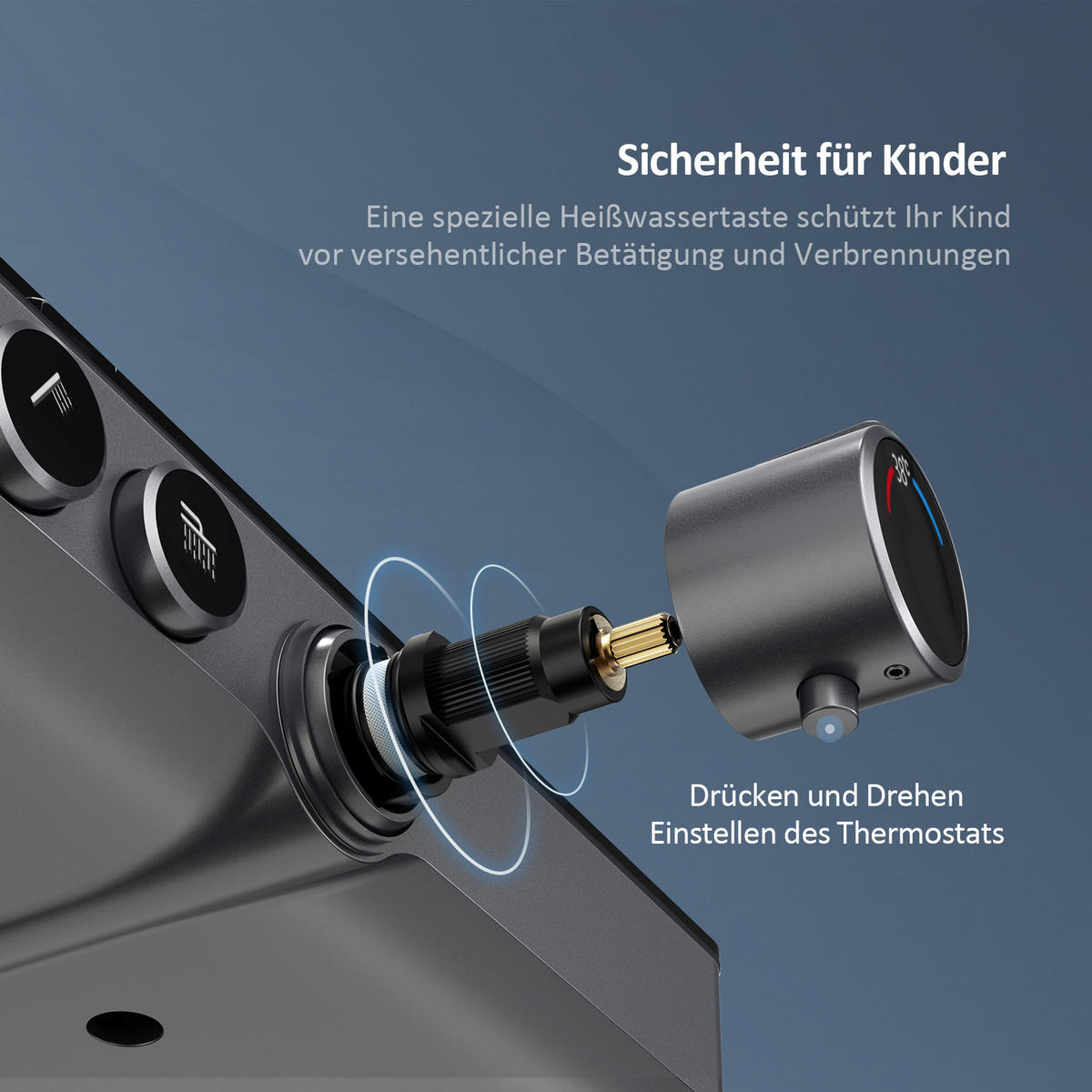 ÜBERKOPFBRAUSESET mit Drei Wasserauslassmethoden Thermostat mit Ablage Anthrazit - Anthrazit, Metall (44.5/127/45cm) - EMKE