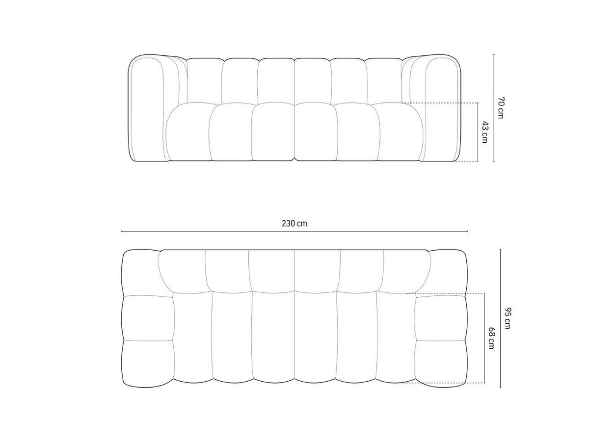 SOFA Lupine aus Samt flaschengrün 3 Sitzplätze - Dunkelgrün, Textil (95/70/230cm) - Micadoni