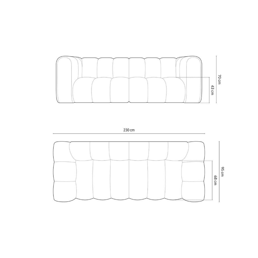 Thumbnail - Micadoni Sofa, Schwarz, Textil, 3-Sitzer, 95x70x230 cm, Hergestellt in Europa, Wohnzimmer, Sofas & Couches, Sofas