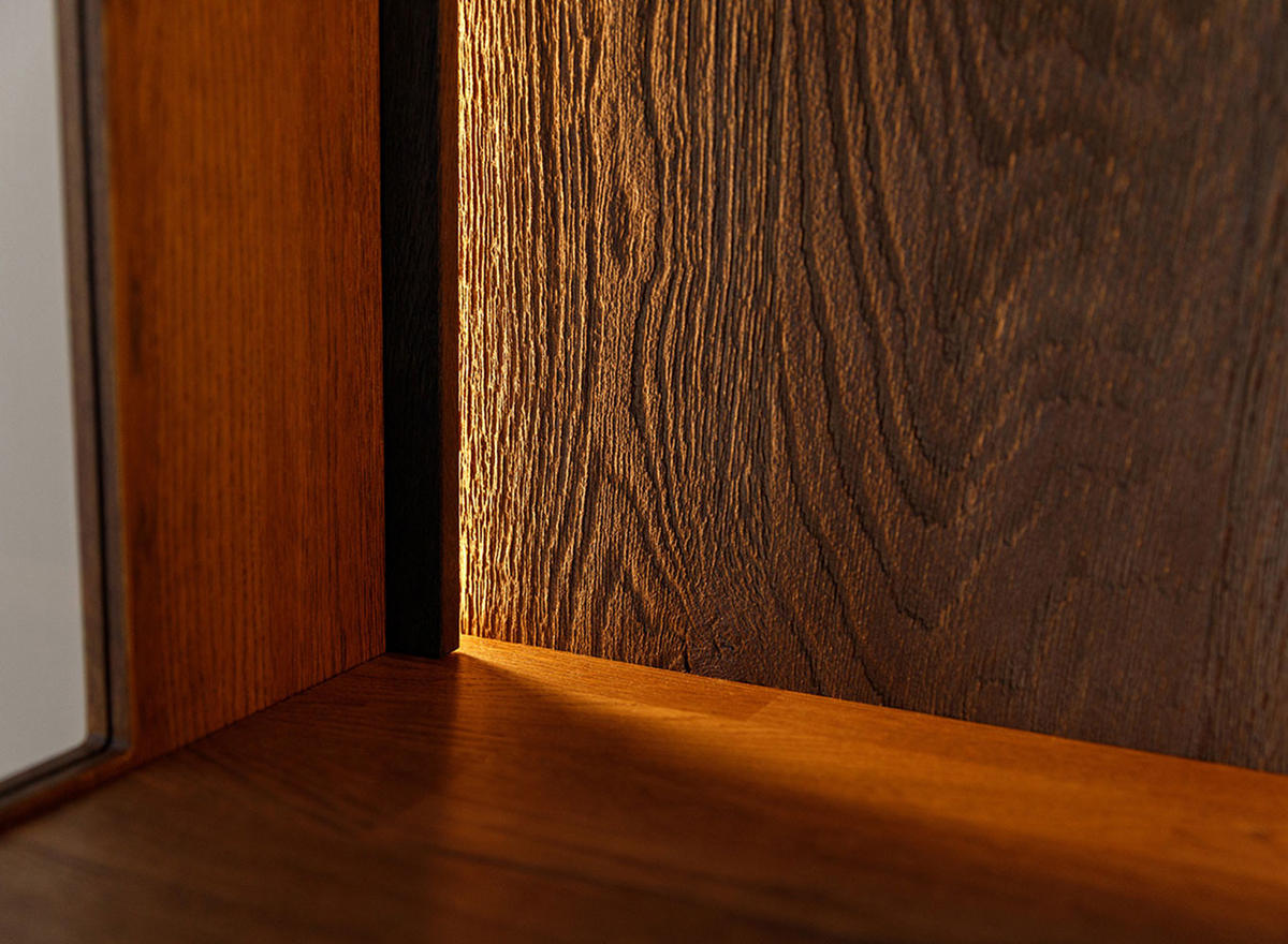 VITRINE Collodi Wildeiche Tabak 43 / 37 / 205cm - Wildeiche/Eichefarben, Holz (43/205/37cm) - Feldmann-Wohnen