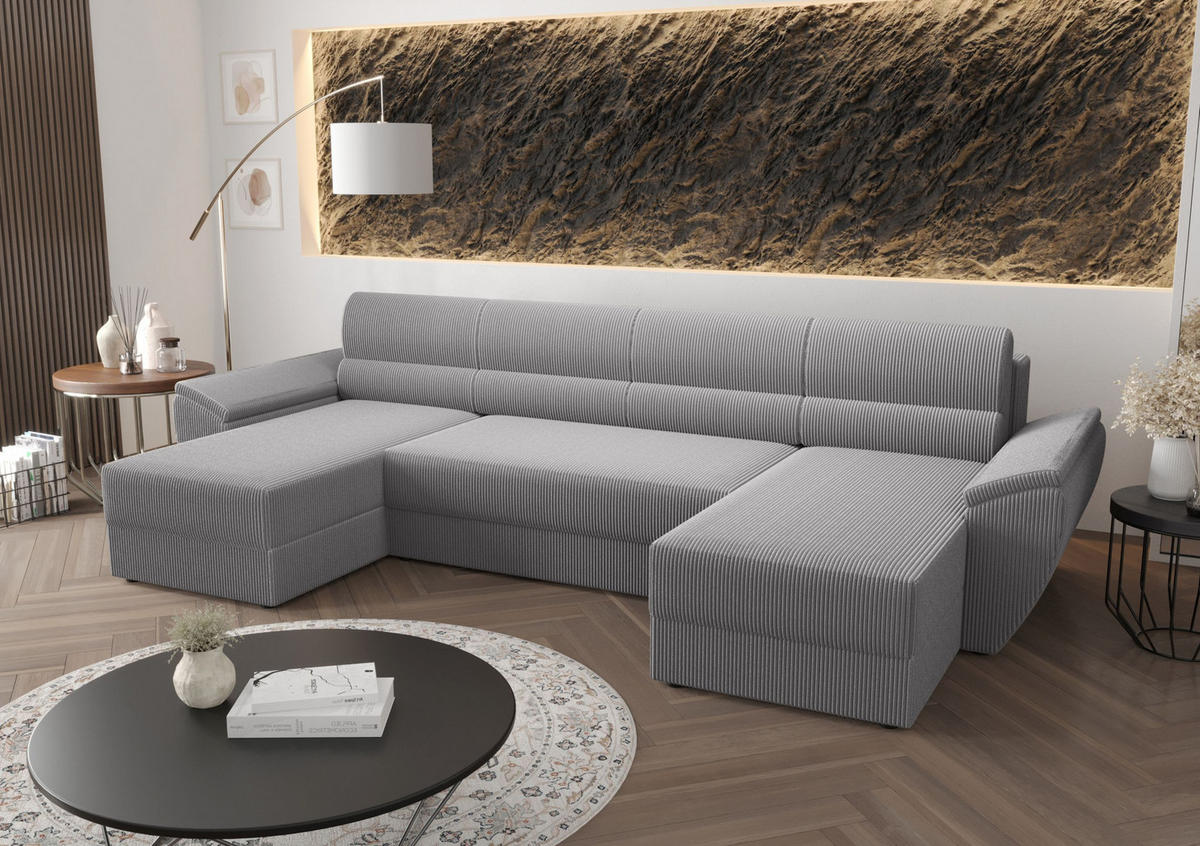 ECKSOFA REBIU2 Poso 110 mit Schlaffunktion - Grau, Textil (326/86/140cm) - Bedante