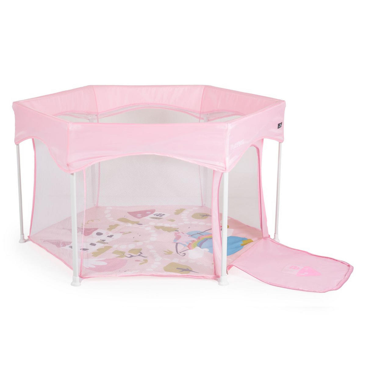 LAUFSTALL Playbox rosa 139 x 118 cm, Matratze, Tragetasche, Öffnung, klappbar, Babyreisebett - Rosa, Metall (118/74/139cm) - Cangaroo