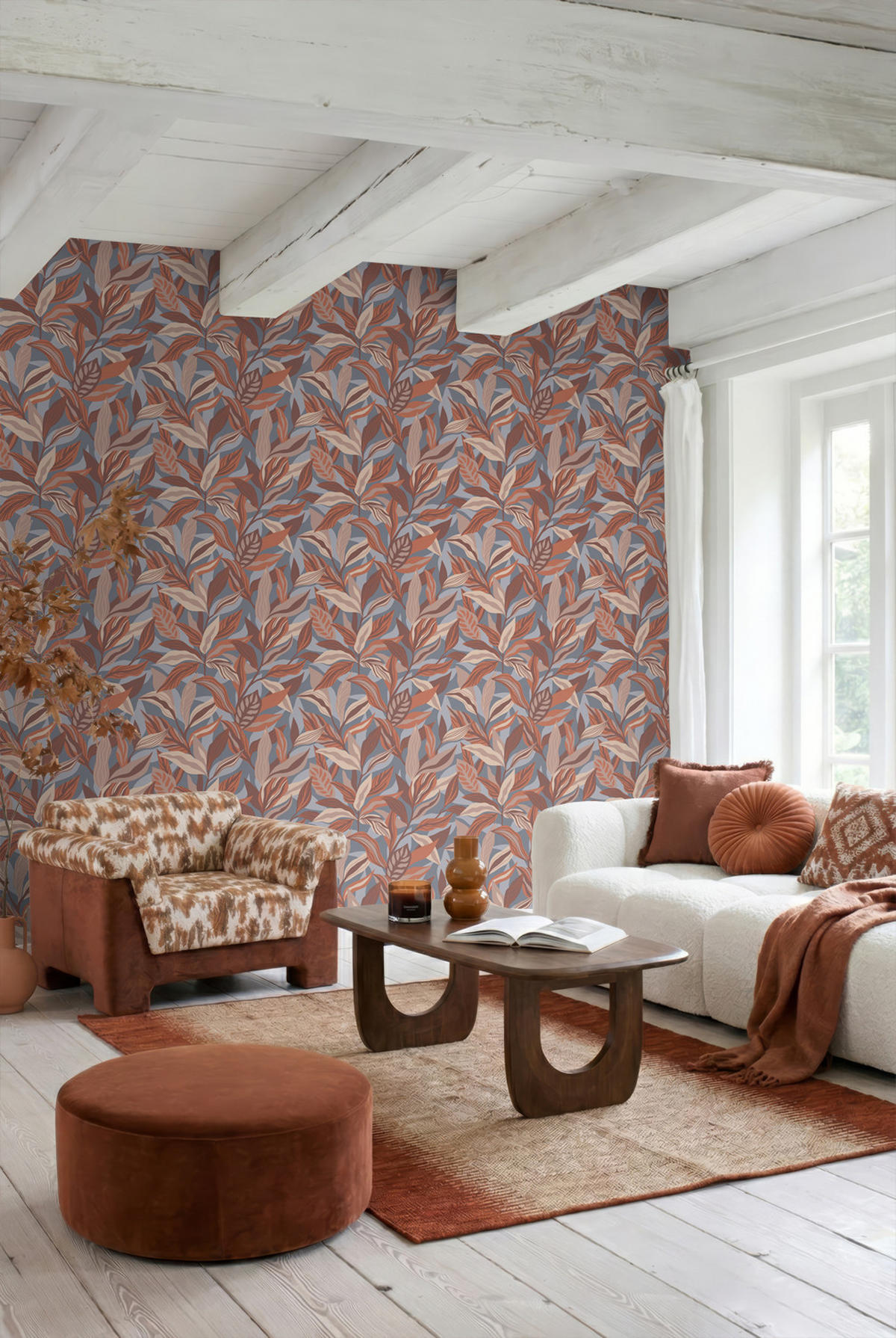 TAPETE tropische Blätter 50 x 900 cm - Terracotta, Papier (50/900cm) - ESTAhome