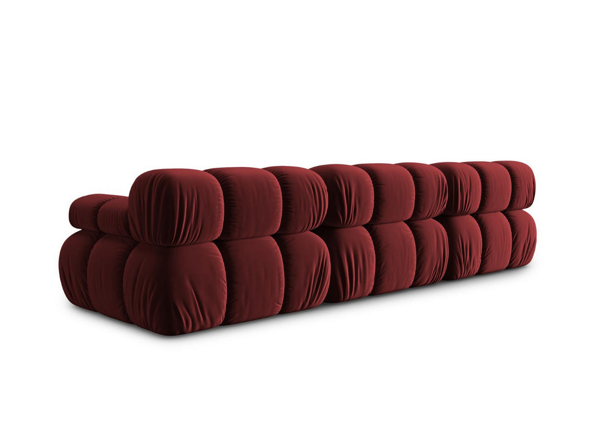 MODULARES-SOFA Bellis aus Samt dunkelrot 3 Sitzplätze - Dunkelrot, Textil (94/63/282cm) - Micadoni