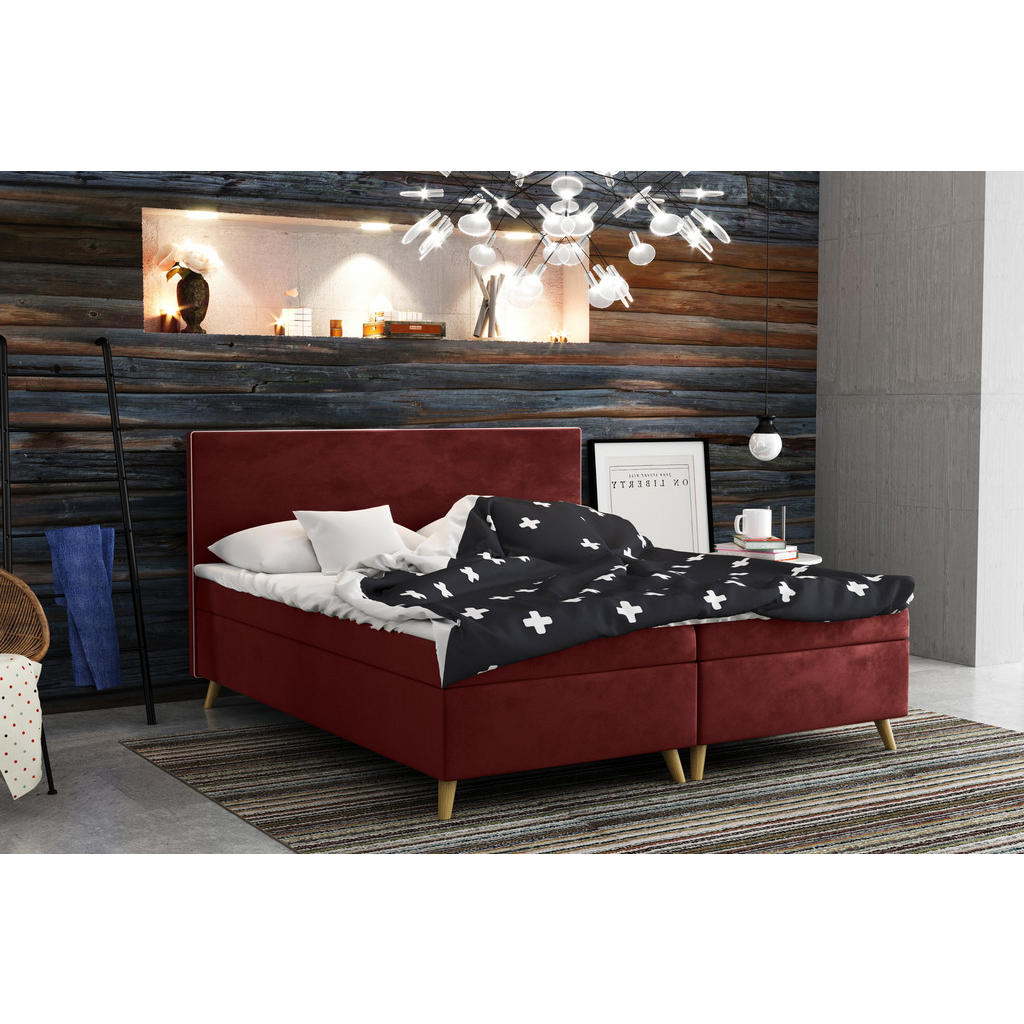 Thumbnail - Kaiser Möbel Boxbett, Rot, Holz, H3, 120x200 cm, Schlafzimmer, Betten, Boxspringbetten