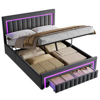 POLSTERBETT 160x200 Doppelbett mit Matratze,mit LED Beleuchtung,mit Stauraum,Grau - Grau, Holzwerkstoff/Textil (160/200cm) - EVRYAE