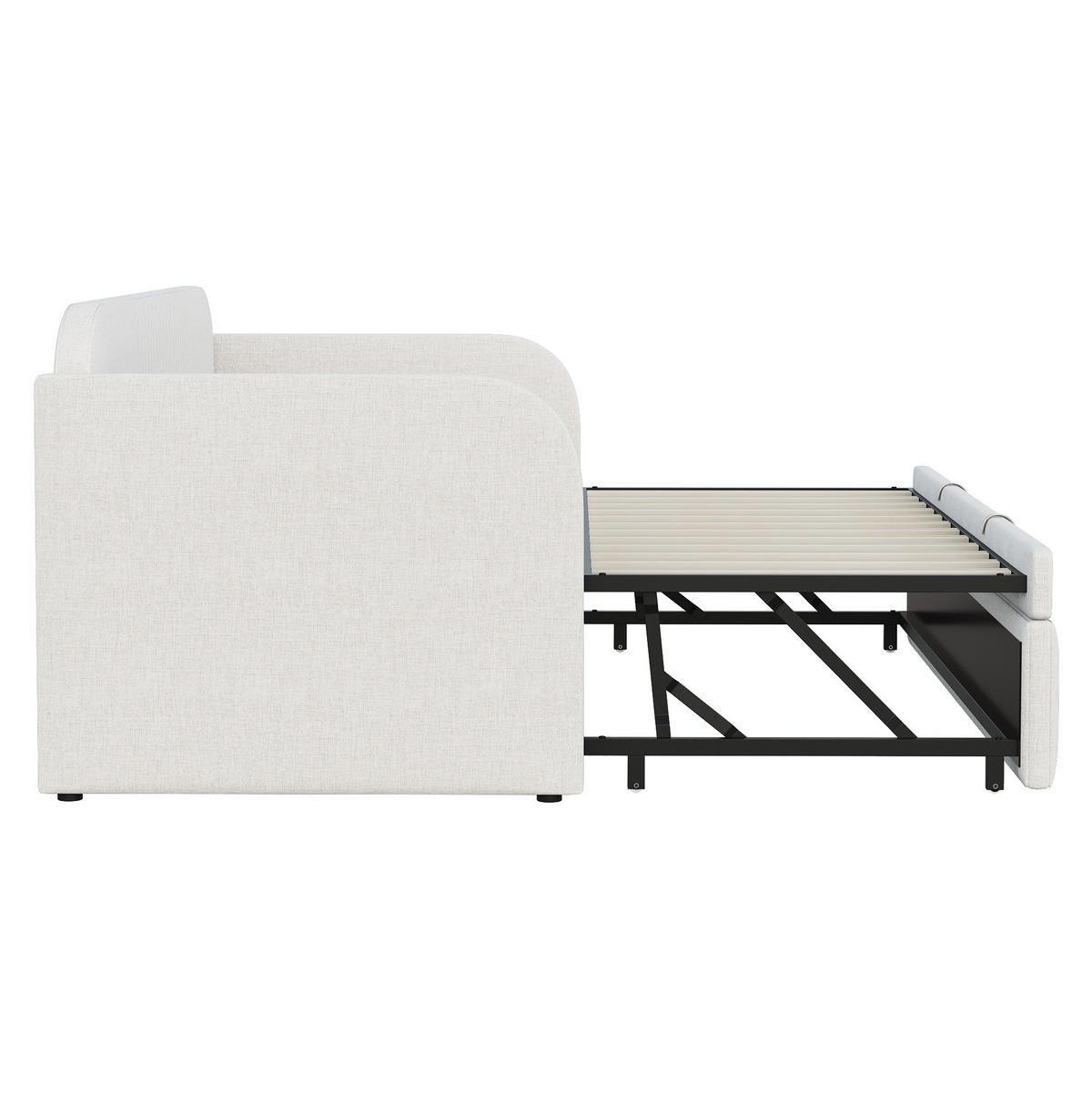 SCHLAFSOFA Multifunktional mit Lattenrost Beige 90/190 cm - Beige, Leder (200.5/86/99cm) - OKWISH