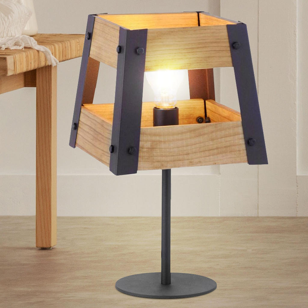 Thumbnail - Tischleuchte, Braun, Holz, 23x40x23 cm, Lampen & Leuchten, Innenbeleuchtung, Tischlampen, Tischlampen