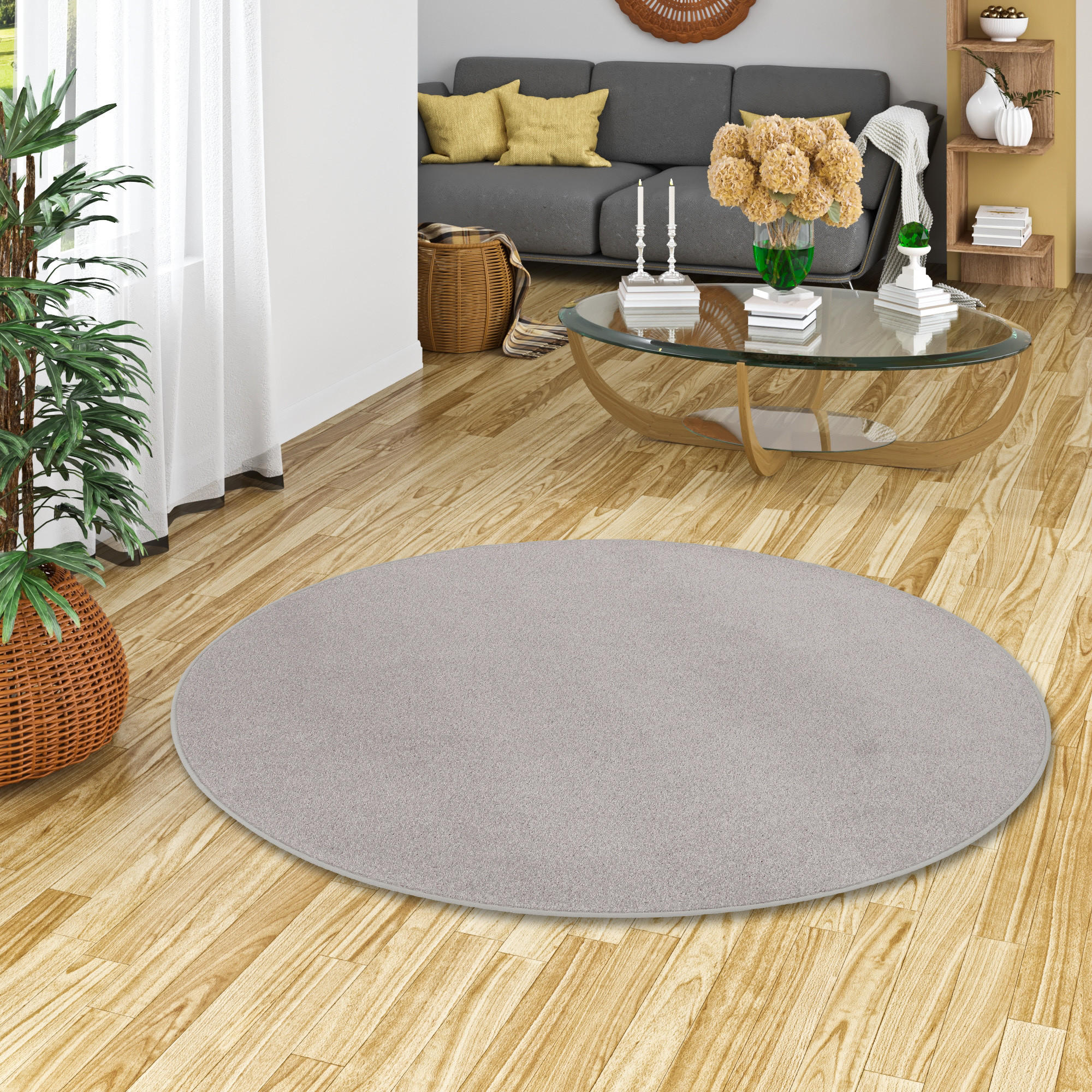 TREND VELOURS TEPPICH JOY RUND - Hellgrau, Textil (200/200cm) - Snapstyle