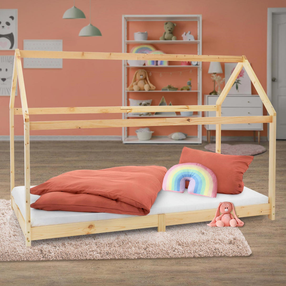 KINDERBETT mit Dach 90x200 cm Natur - Naturfarben, Holz (90/200cm) - ML-DESIGN