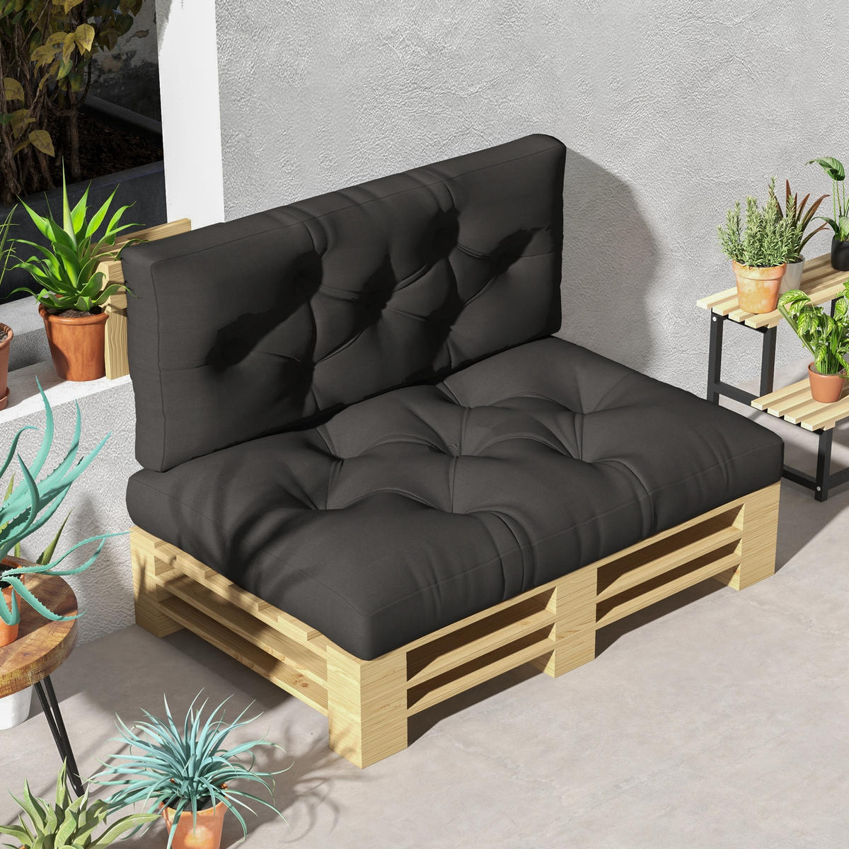 SITZKISSEN, Polyester, Dunkelgrau - Dunkelgrau, Kunststoff (80/12/120cm) - Outsunny