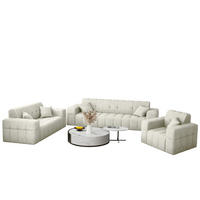 SITZGARNITUR 3+2+1 NIMES Stoff Perfect Harmony Creme - Creme, Holz/Textil (245/82/92cm) - Kaiser Möbel