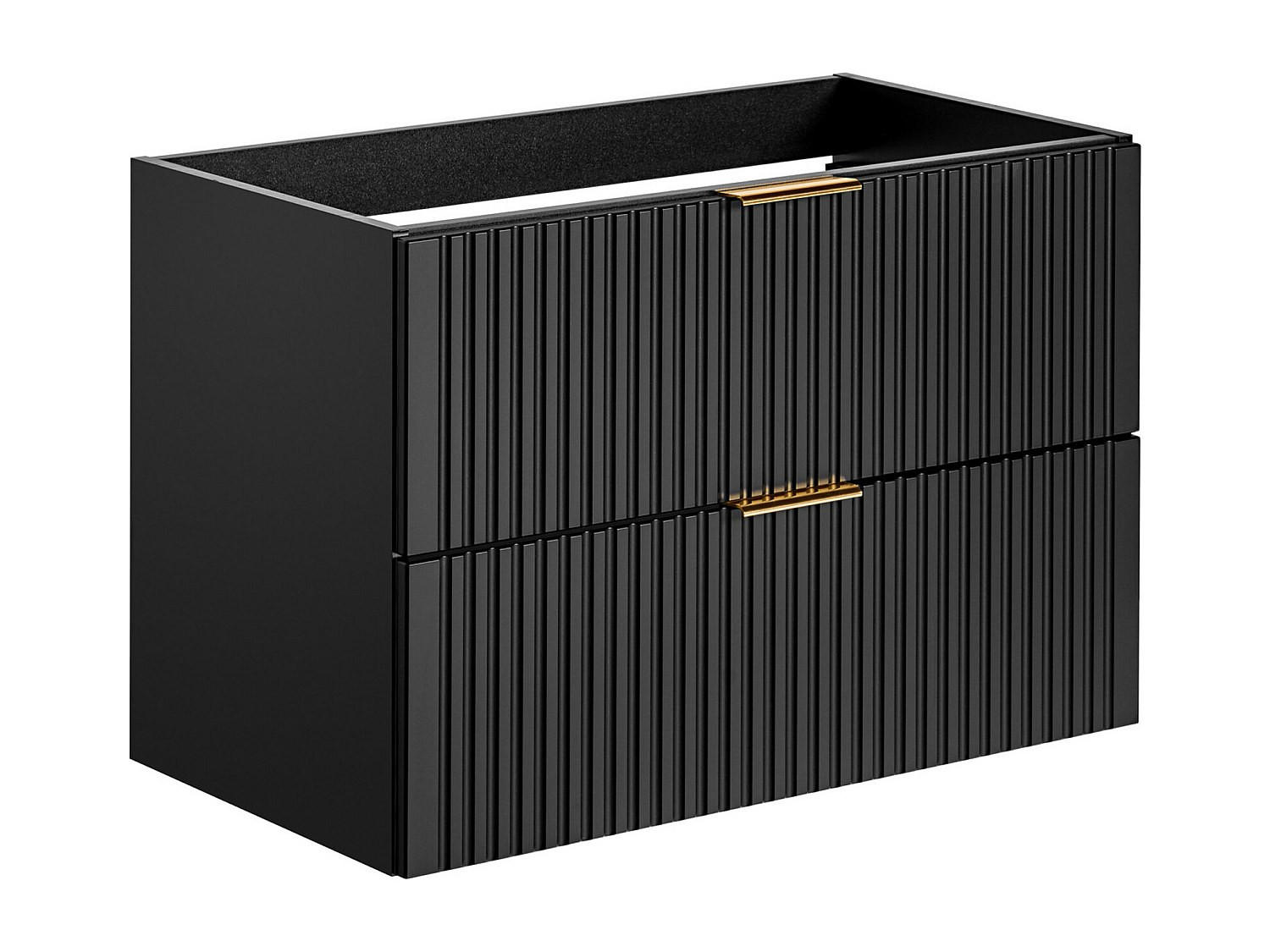 WASCHBECKENUNTERSCHRANK hängend - Streifenoptik - Schwarz - 80 cm - ZEVARA - Schwarz, Holz (80/57/46cm) - Vente-Unique