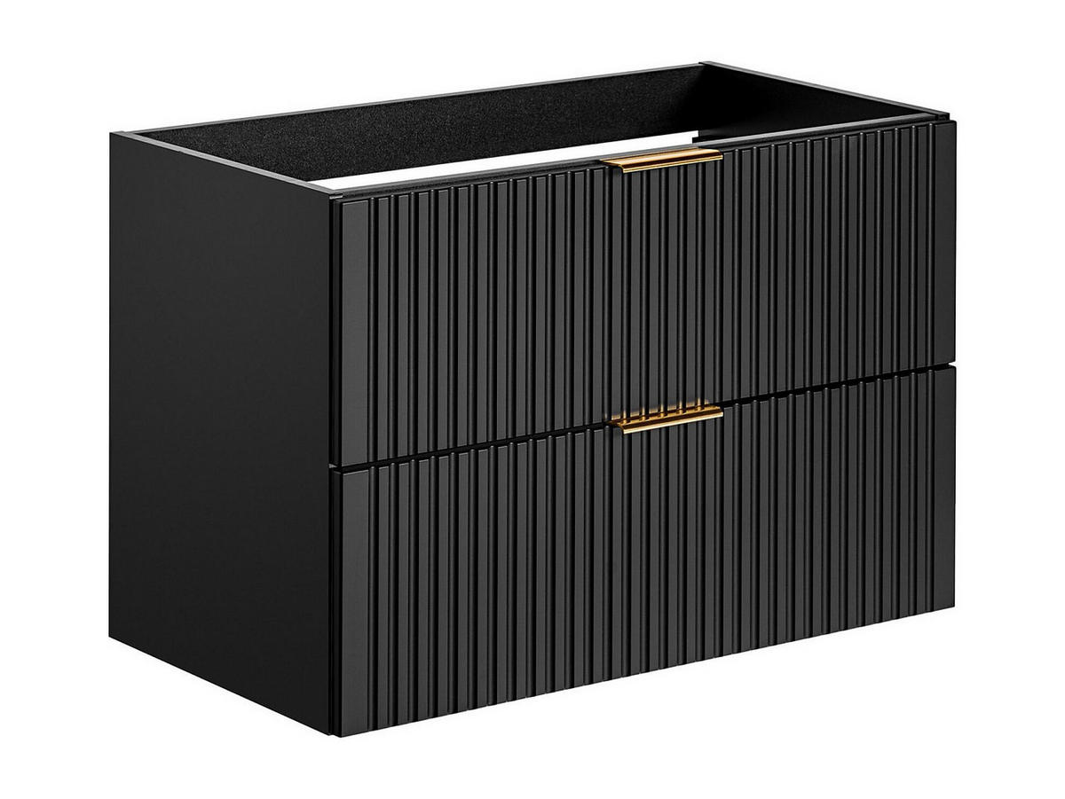 WASCHBECKENUNTERSCHRANK hängend - Streifenoptik - Schwarz - 80 cm - ZEVARA - Schwarz, Holz (80/57/46cm) - Vente-Unique