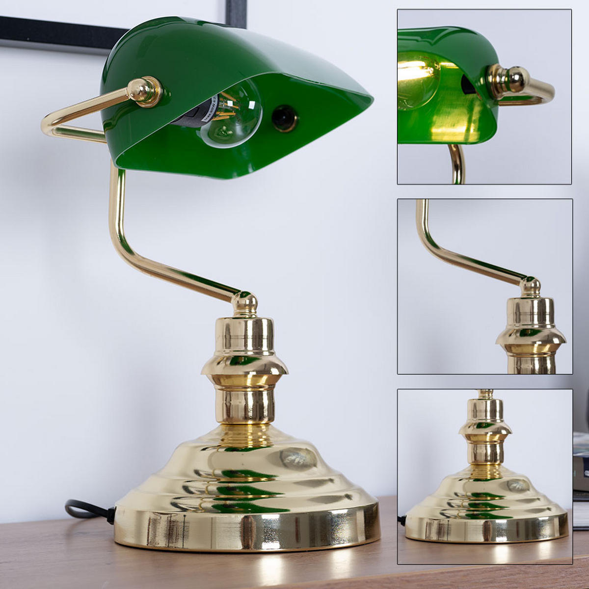 LED SCHREIBTISCHLEUCHTE Antique Grün Acryl - Grün, Metall (25/19/36cm) - Globo Lighting