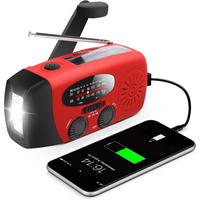 RADIO – NOAA AM/FM – Handkurbel-Generator / LED-Taschenlampe / 2000-mAh-Powerbank – Rot - Rot, Kunststoff (12.7/4.57/6cm) - DCA