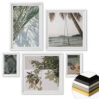 WANDBILDER 5er-Set - 50x50 cm & 20x30 cm & 40x60 cm Weißer Rahmen - Tropische Pflanzen für den Urlaub - Weiß, Kunststoff (40/60cm) - ArtPrintCave