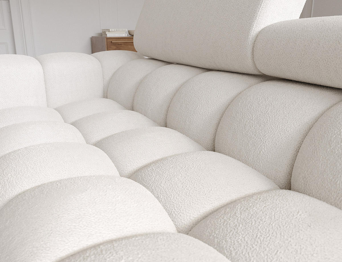 ECKSOFA Neviro L - Weiß (Amore 01) - Weiß, Holzwerkstoff (285/181cm) - Möblo