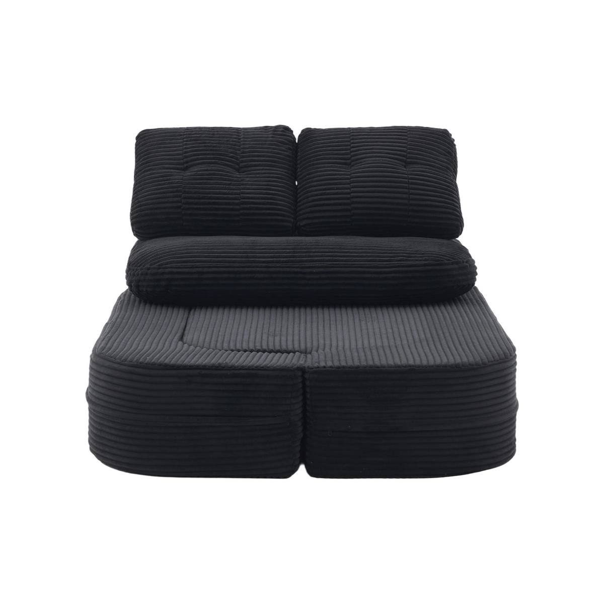 SCHLAFSOFA DE-33608 2-in-1 mit Getränkehaltern und tiefer Sitzfläche Schwarz - Schwarz, Textil (165/61/97cm) - ComfortXL