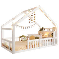 HAUSBETT 90/190 cm Weiß mit Schutzgitter und Regal - Weiß, Holz (90/190cm) - MIVRAY
