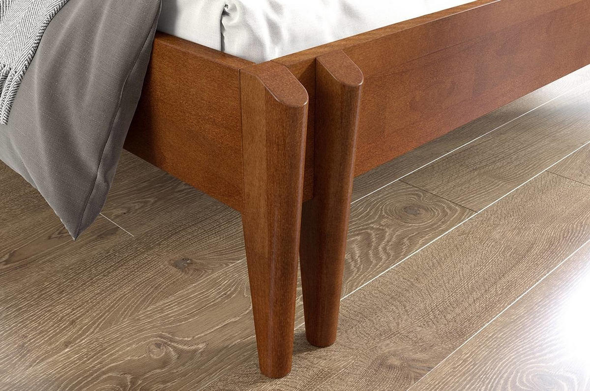 MASSIVHOLZBETT Poznan in Nussbaumfarbe, Buche-lackiert, 160x200 - Walnussfarben, Holz/Buchenholz (160/200cm) - Visby